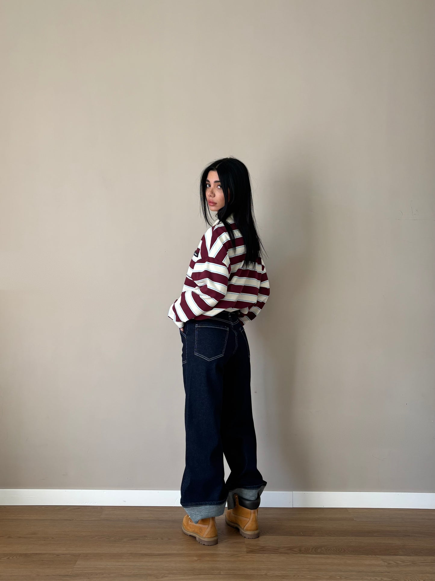 Polo a righe burgundi lumina