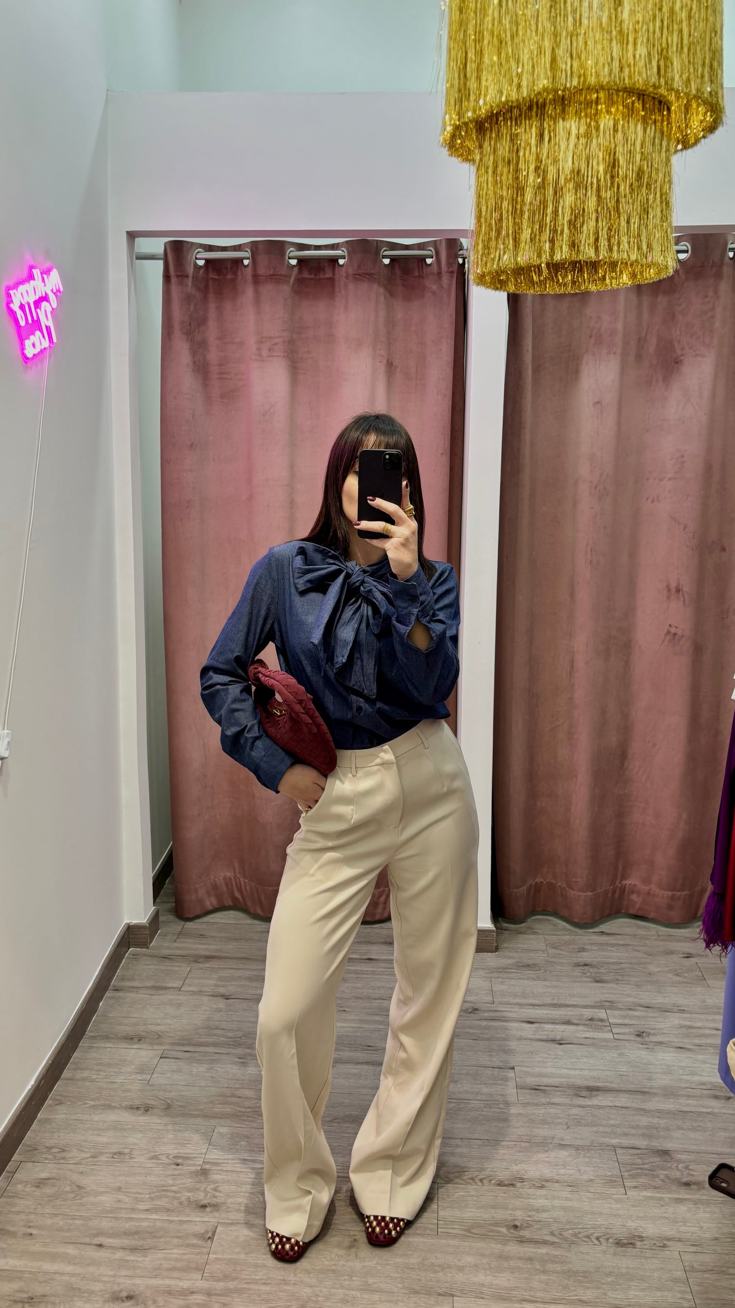 Camicia in denim fiocco