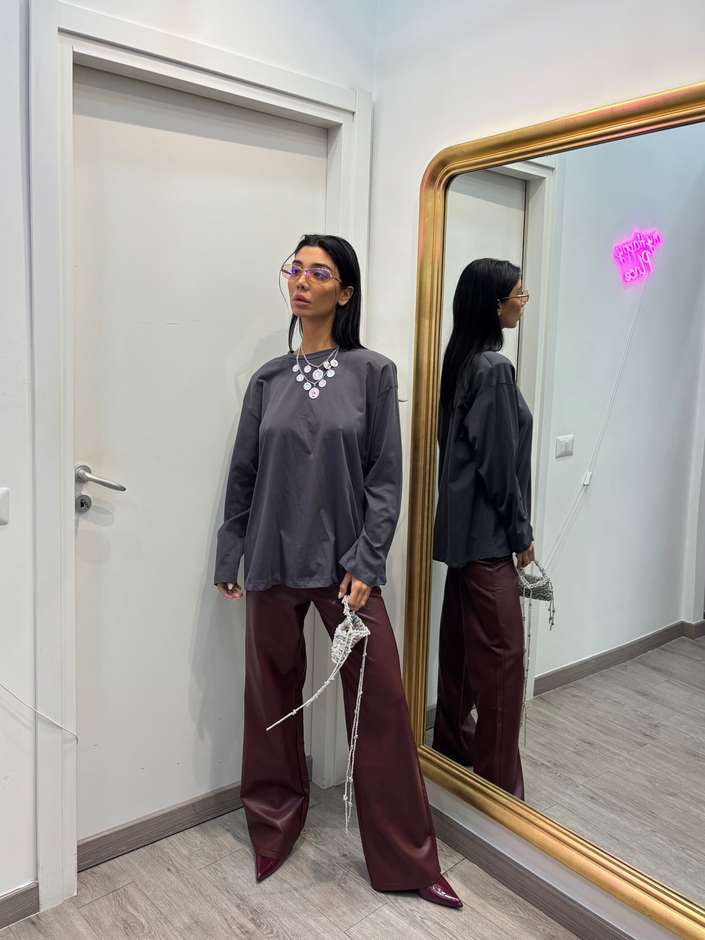 Maxi shirt con spalline
