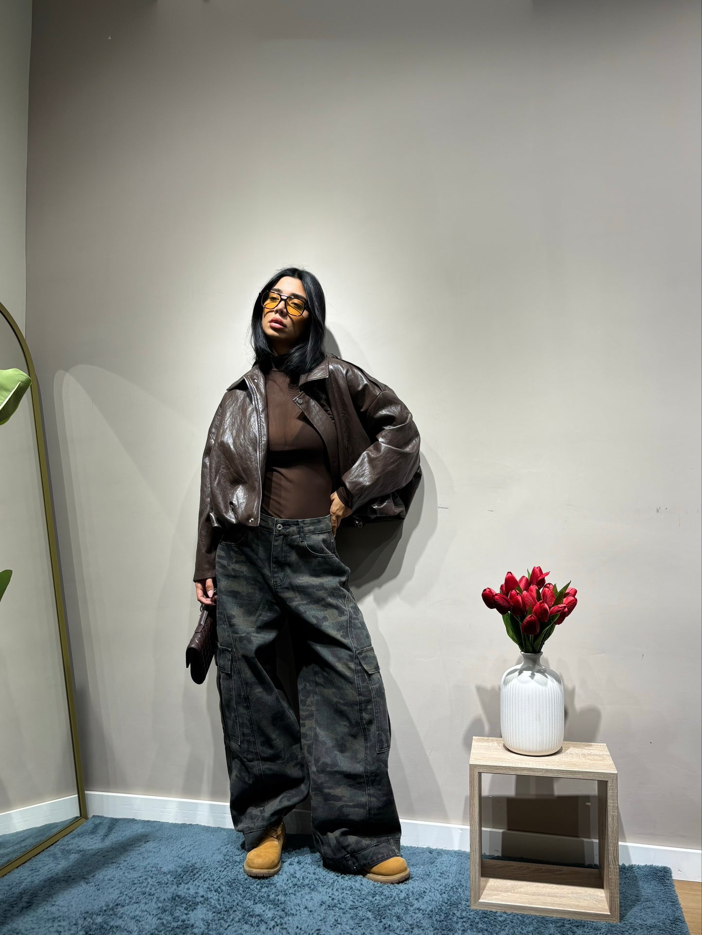 Bomber in simil pelle