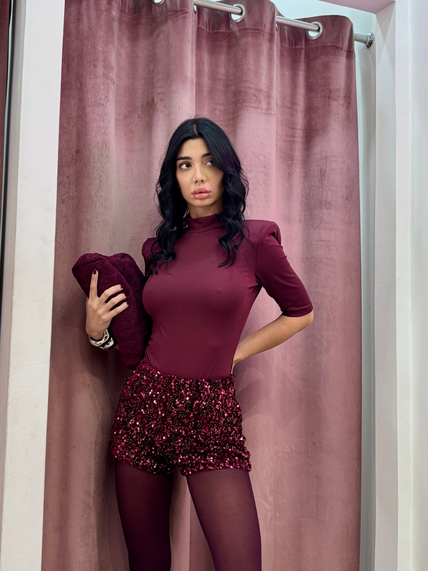 Culotte micropaillettes bordeaux