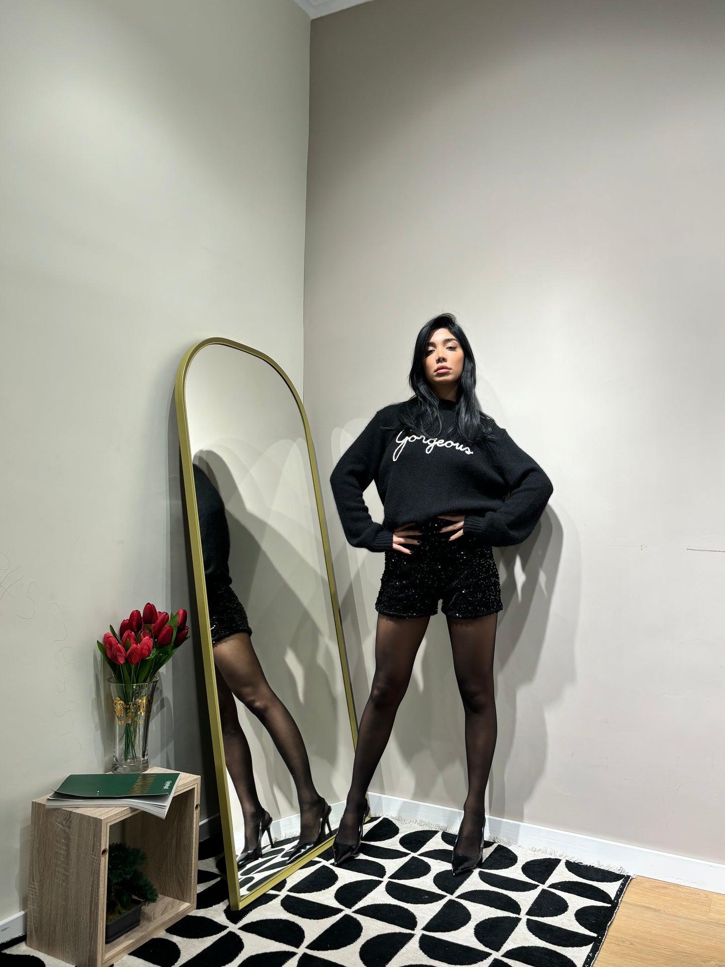 Shorts velvet micropailleta