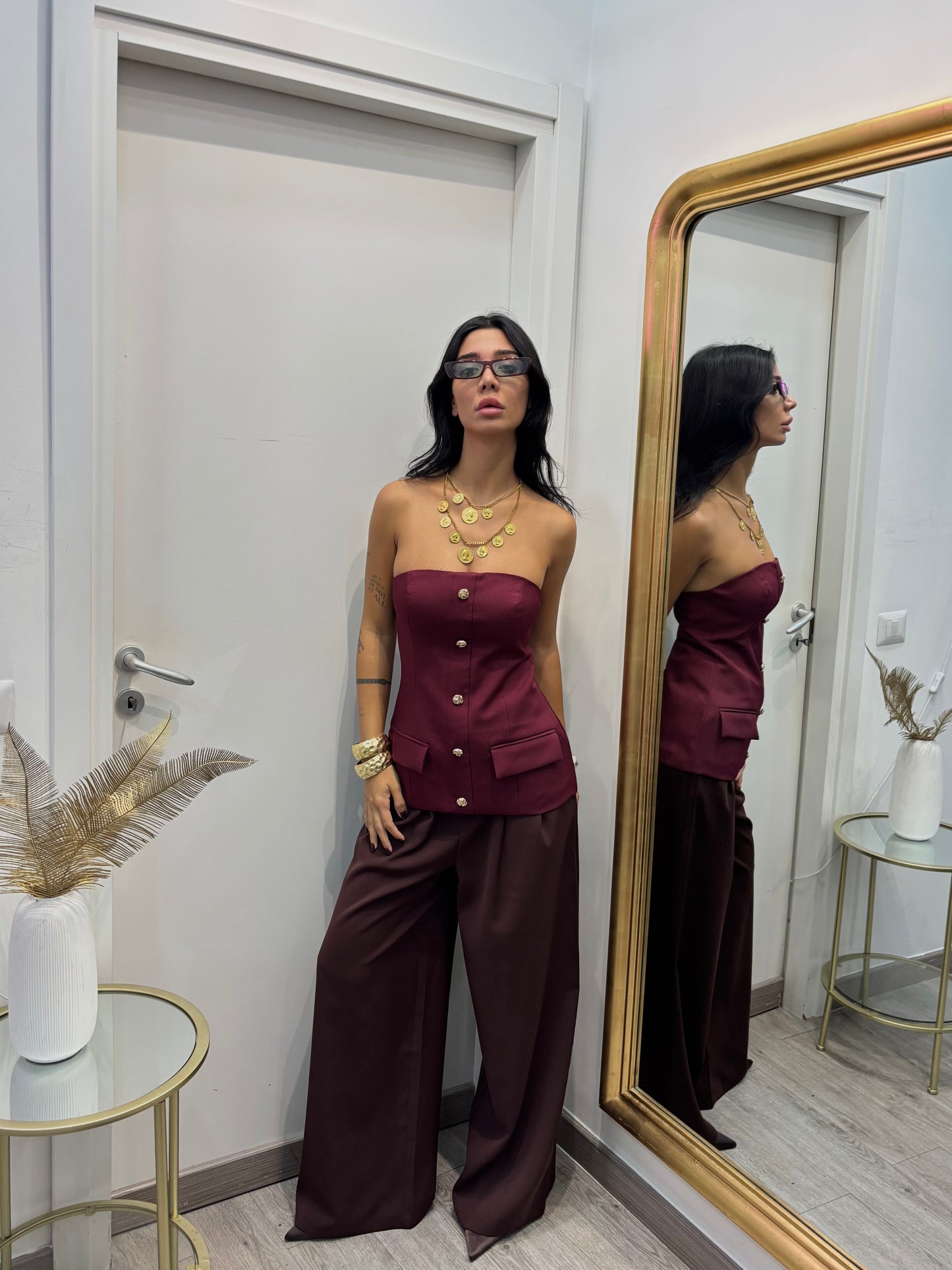 Corpetto sfiancato ( marrone / bordeaux )