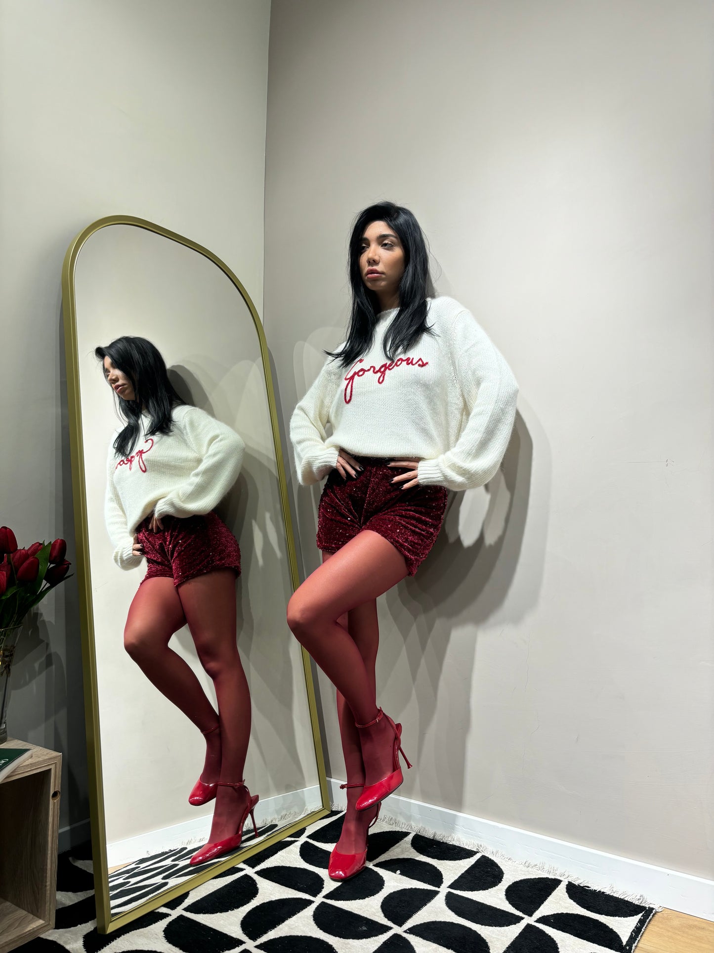 Shorts velvet micropailleta