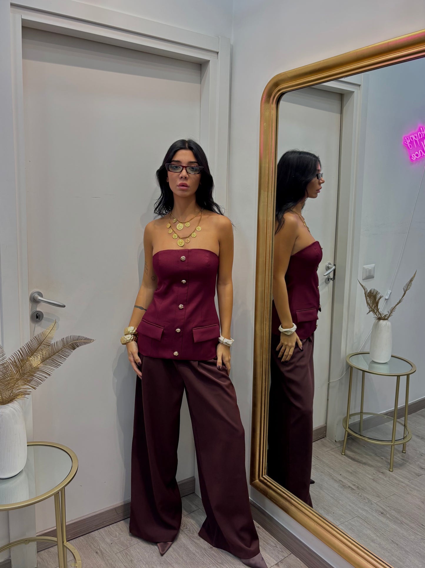 Corpetto sfiancato ( marrone / bordeaux )