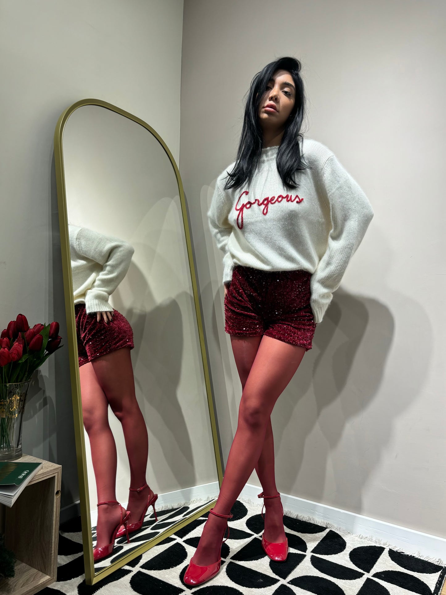 Shorts velvet micropailleta