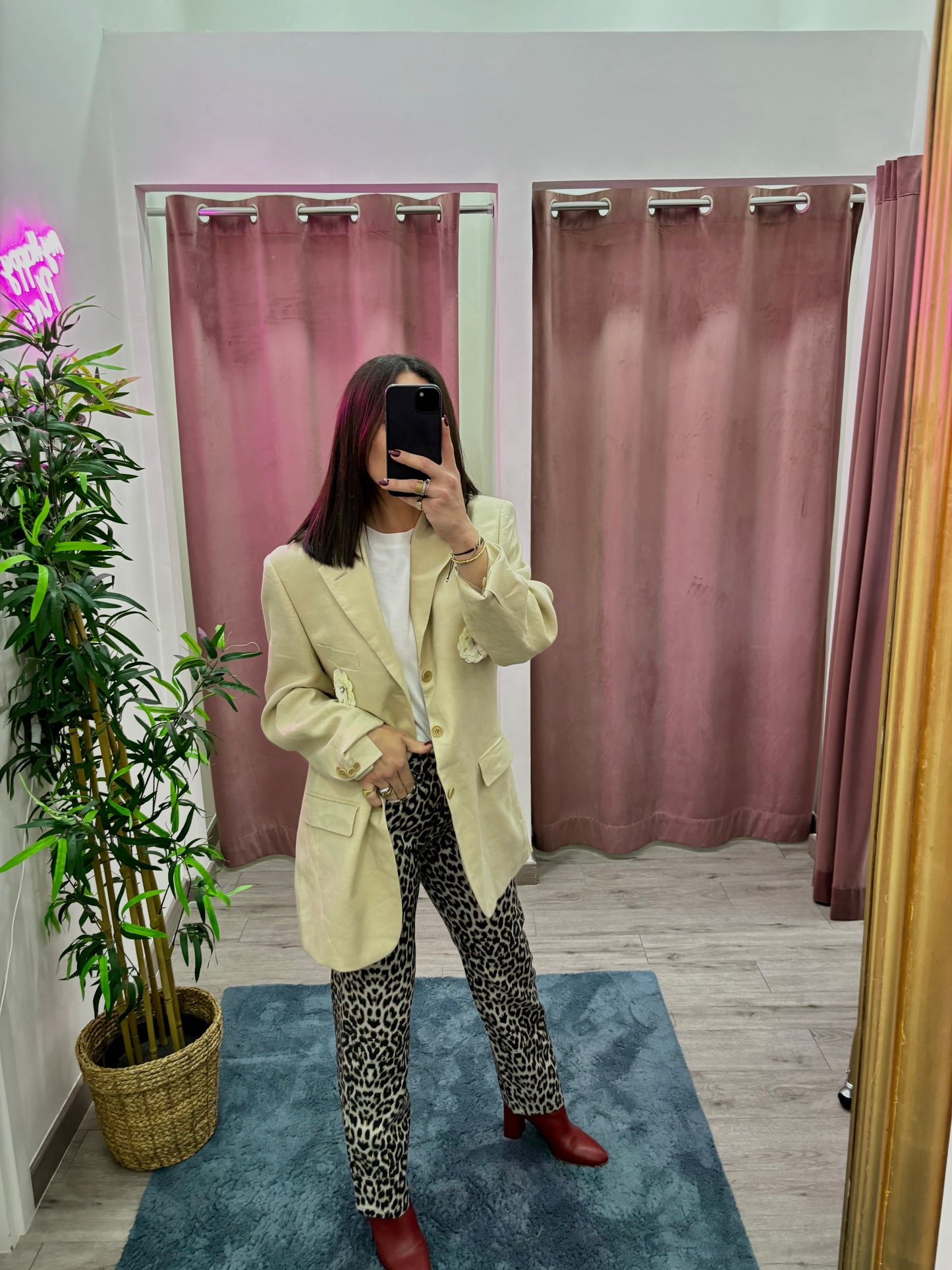 Jeans mom fit animalier