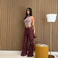 Pantaloni in ecopelle bordeaux