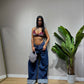 Jeans blue denim con piegone
