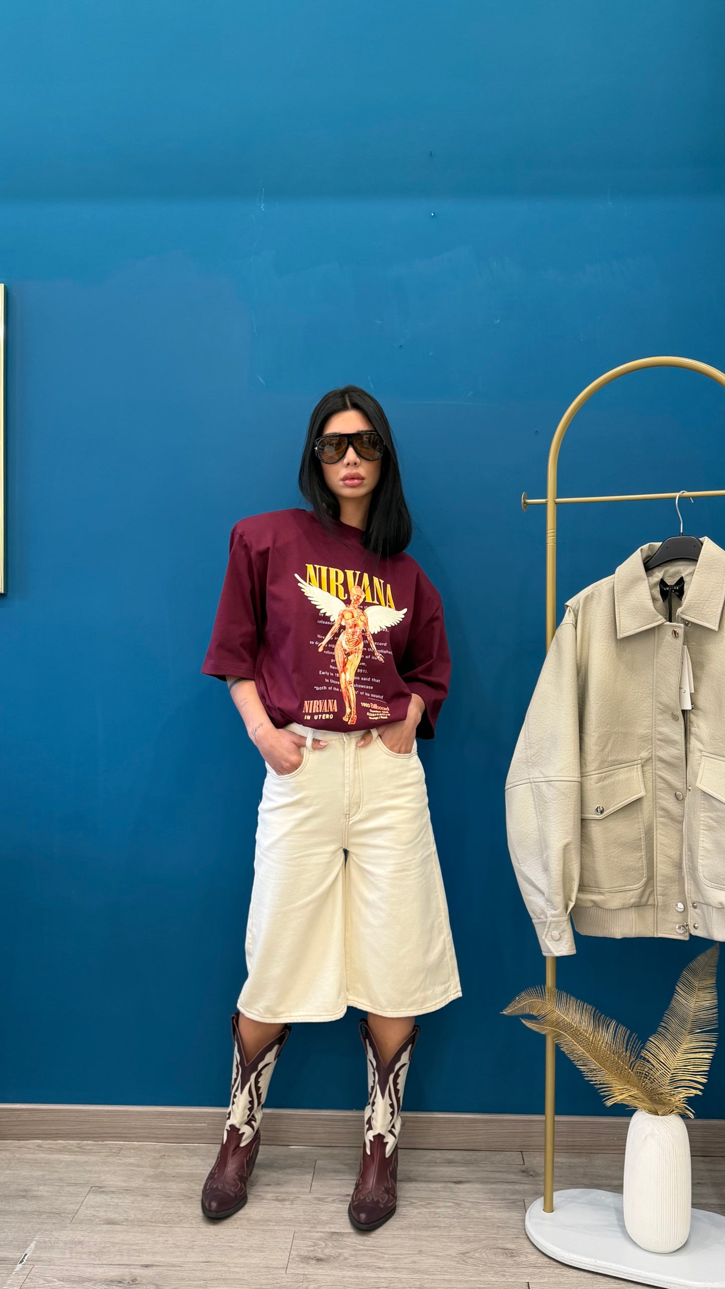 T shirt nirvana burgundi