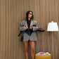 Maxi blazer a quadri con frange by lumina