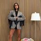 Maxi blazer a quadri con frange by lumina