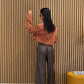Pantaloni ampi in simil pelle marrone