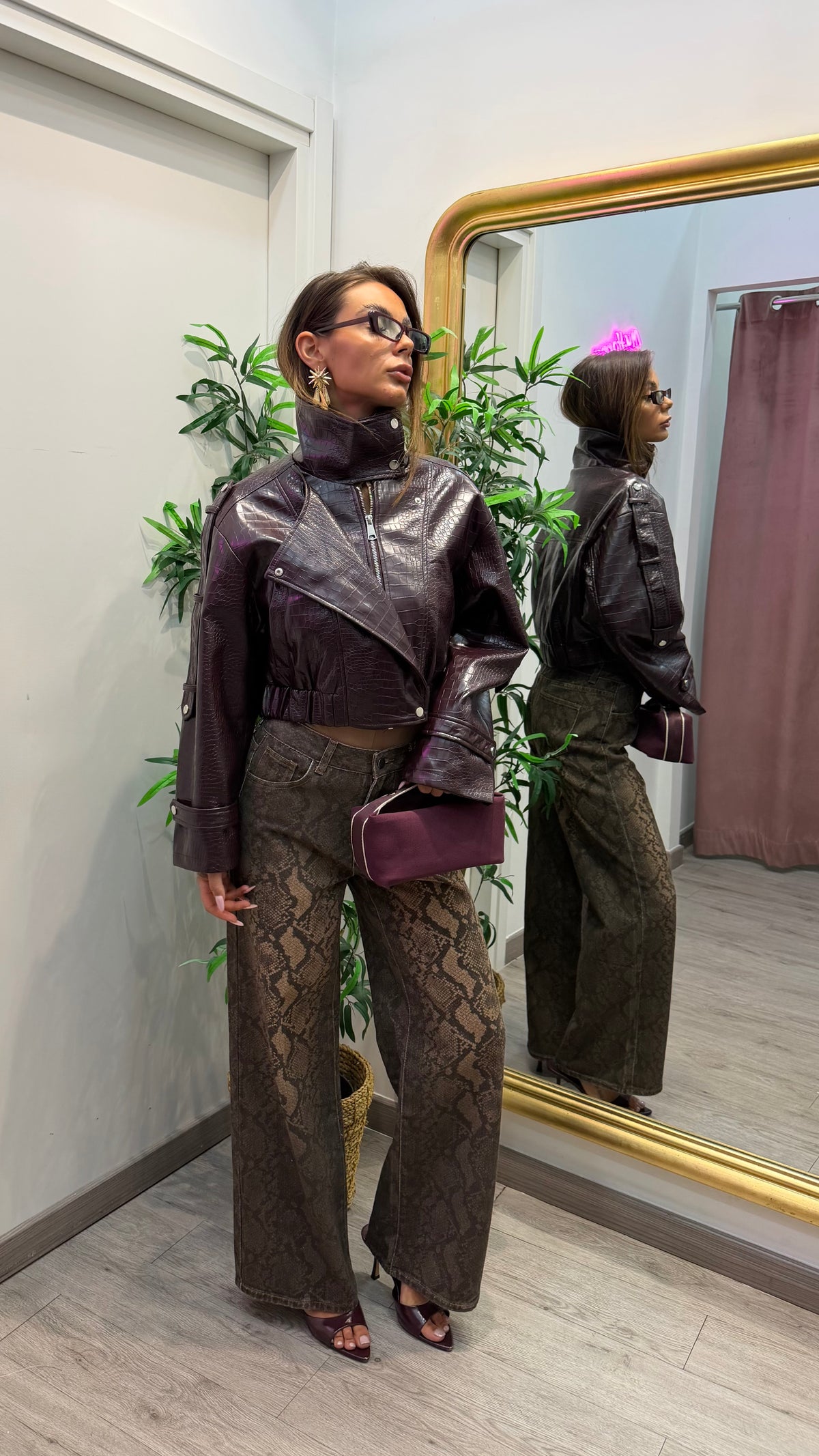 Jacket cropped melissa( burgundi/ nero)