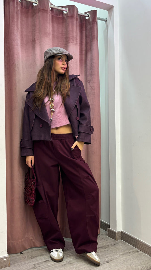 Coat Cropped bridge  prugna