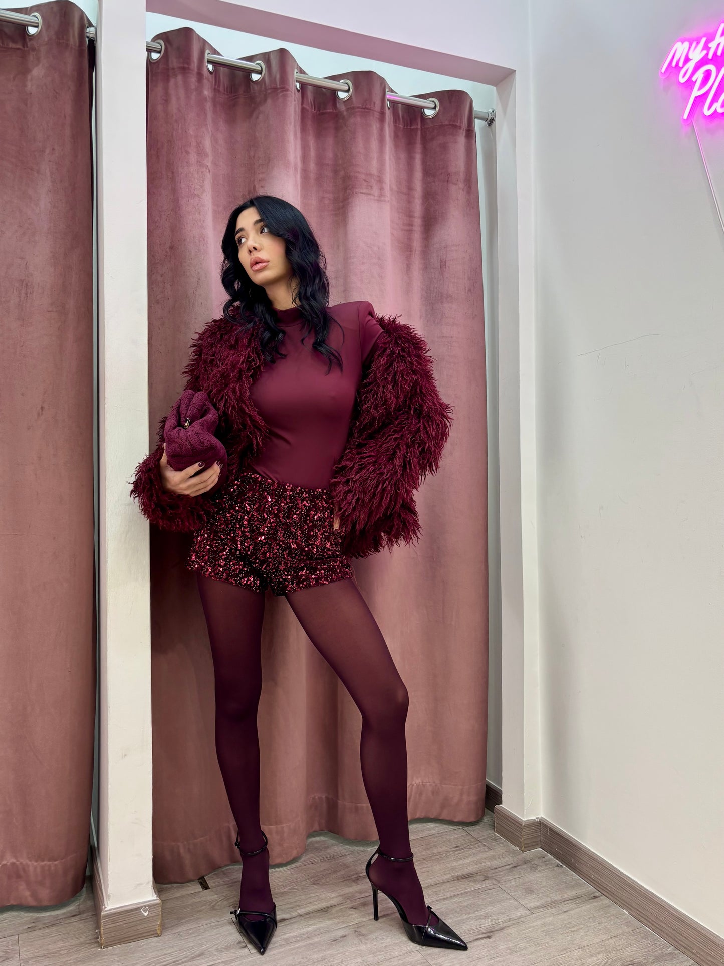 Culotte micropaillettes bordeaux