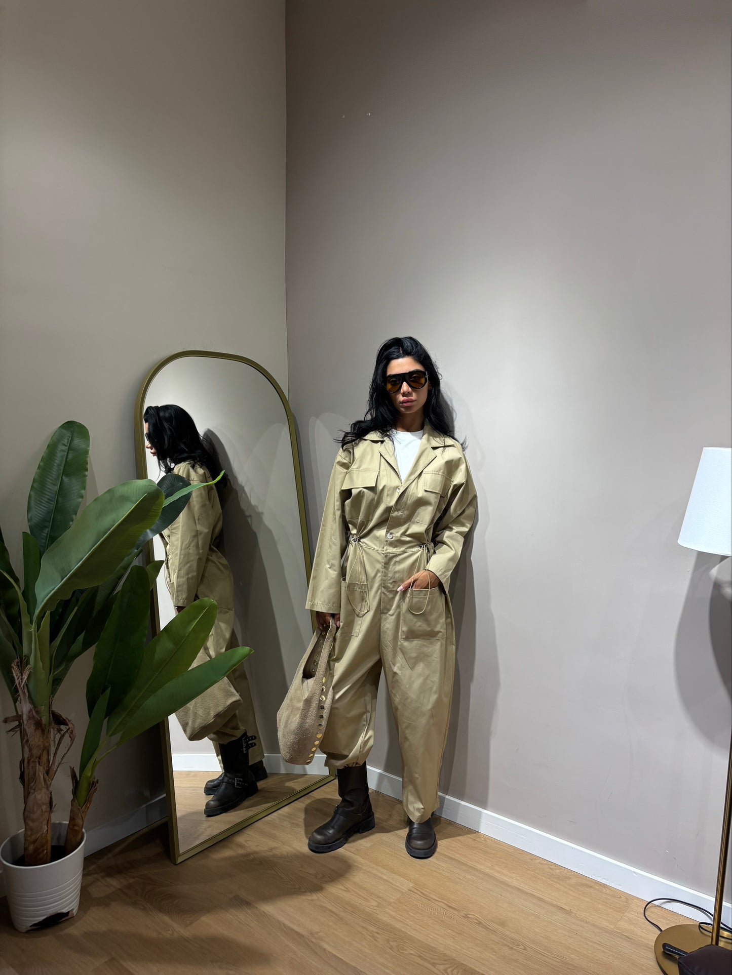 Jumpsuit comfy ( biege / cioccolato fondente )