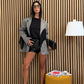Maxi blazer a quadri con frange by lumina