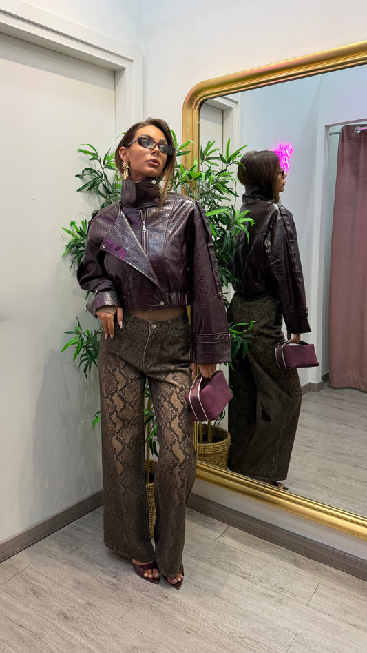 Jacket cropped melissa( burgundi/ nero)