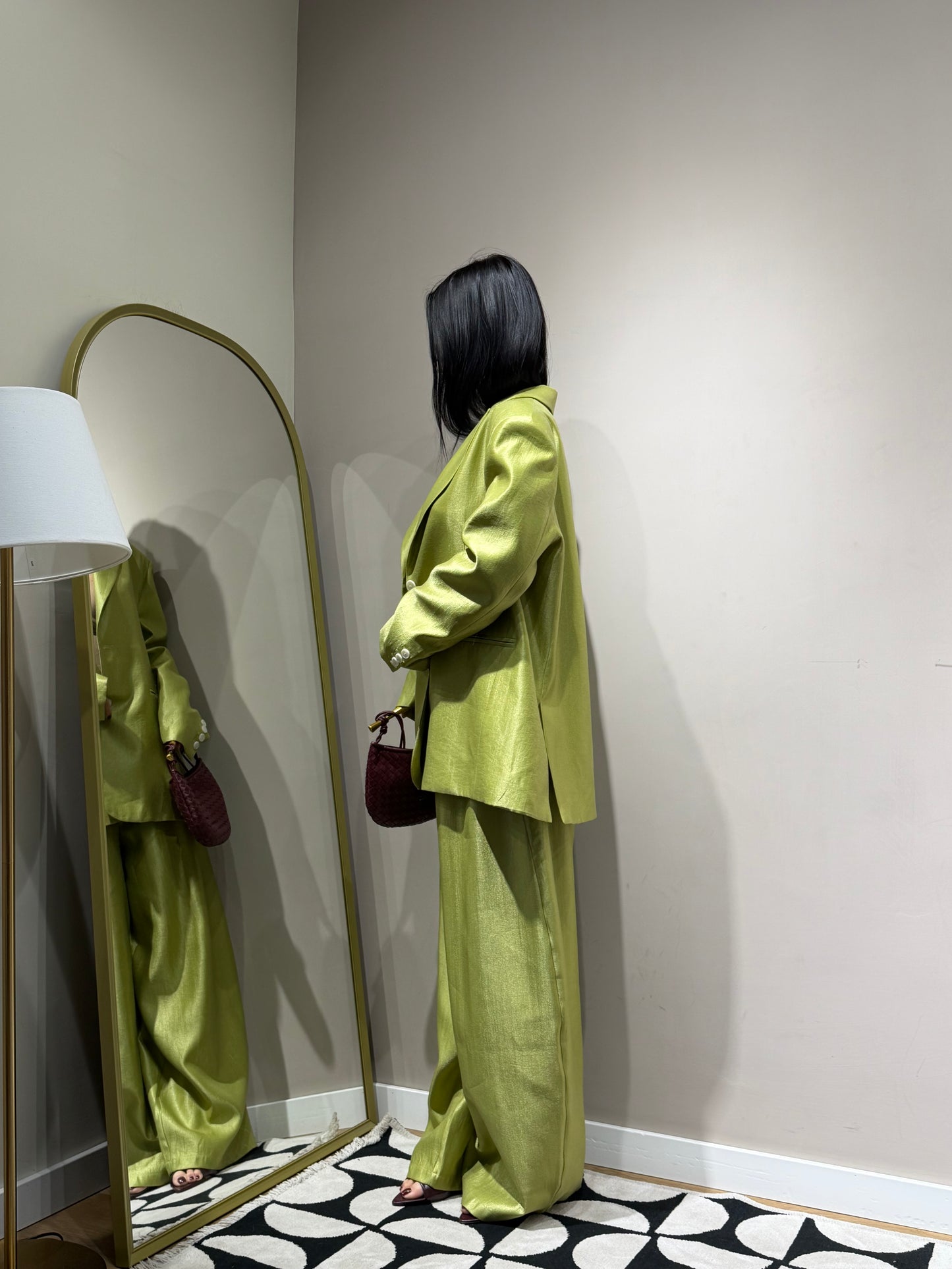 Pantaloni verde menta con pence