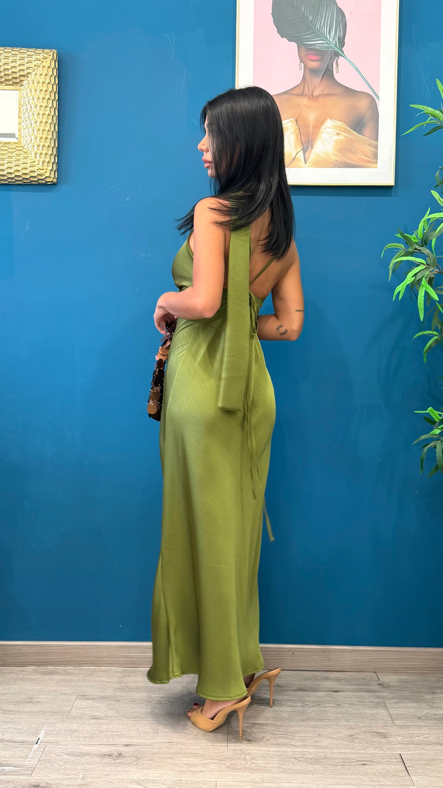 Dress jaqueline ( rosso/ verde olio/ terracotta )