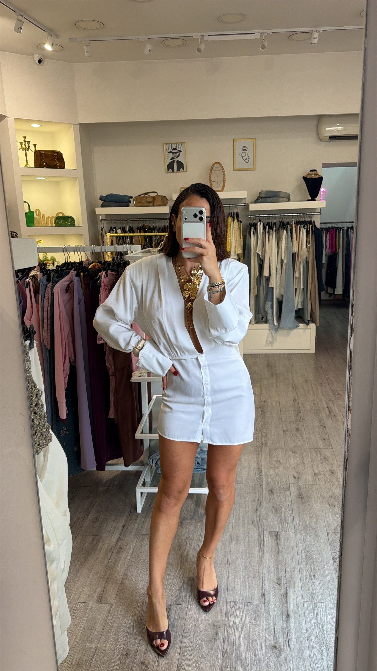 Mini dress satin white