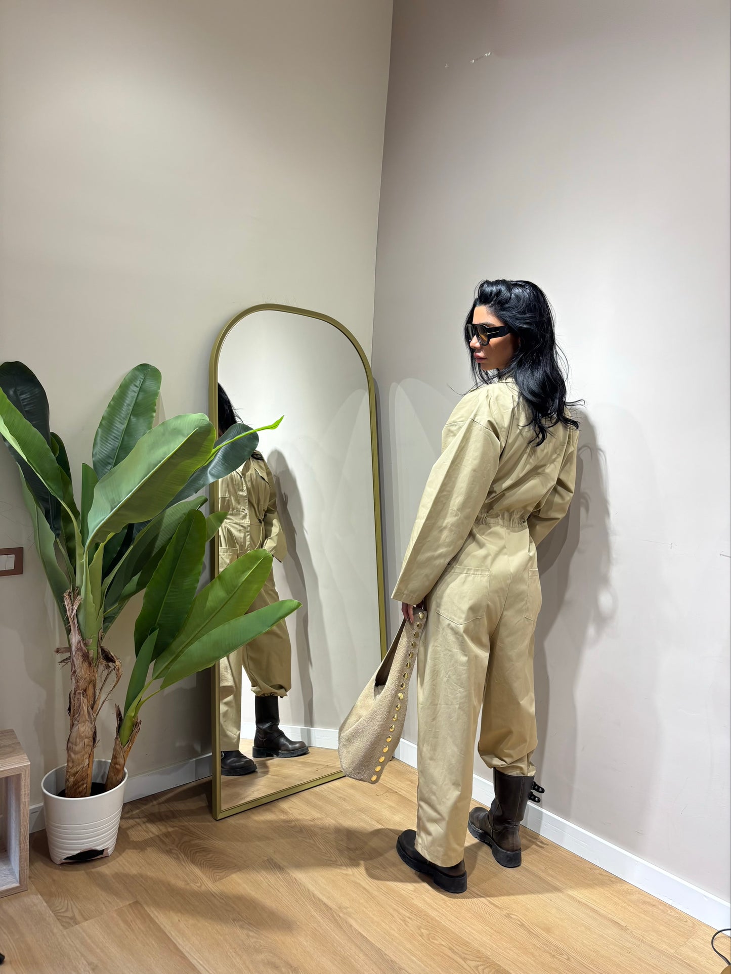 Jumpsuit comfy ( biege / cioccolato fondente )