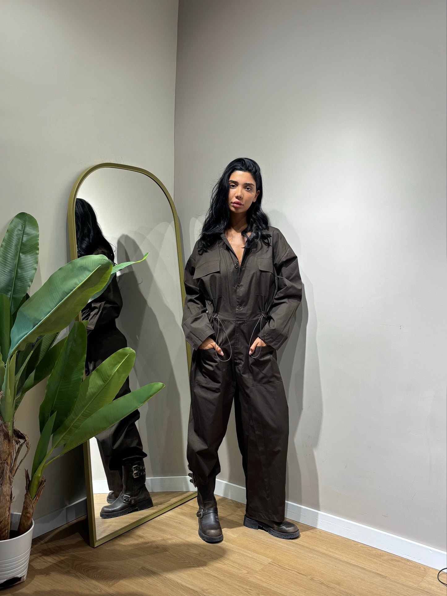 Jumpsuit comfy ( biege / cioccolato fondente )