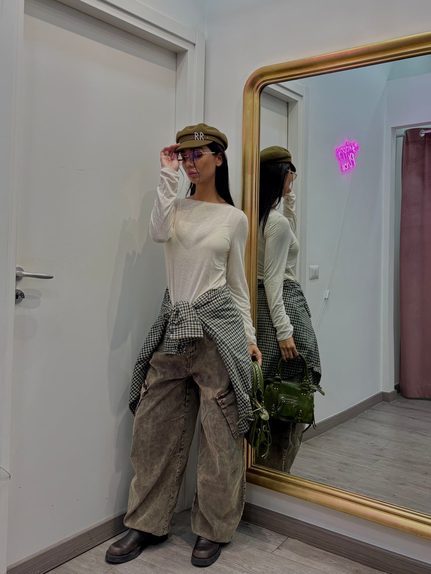 Pantaloni cargo in velluto a coste