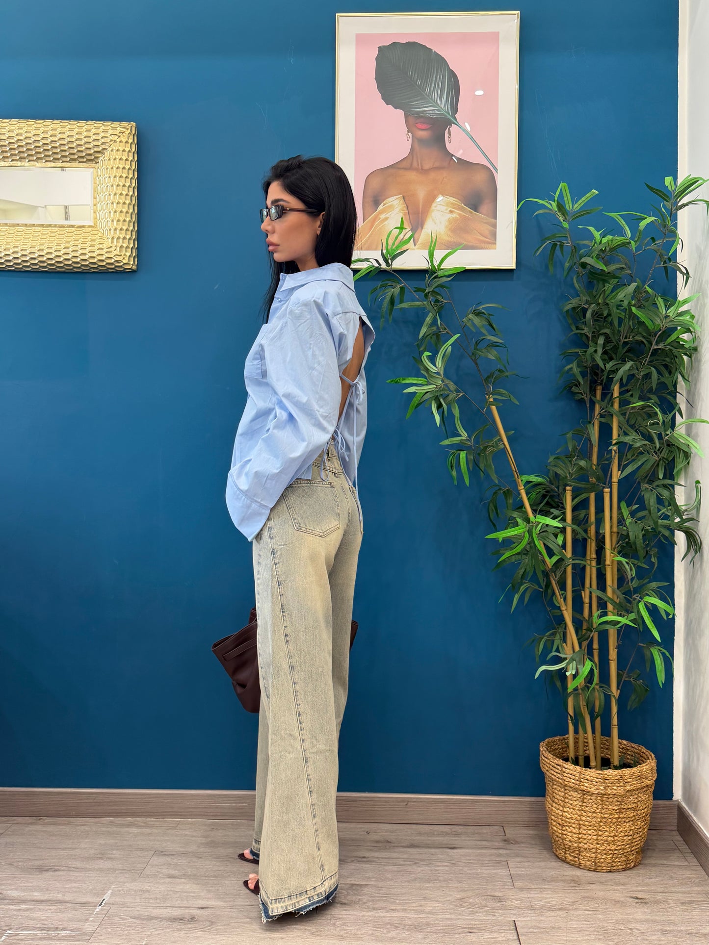 Camicia popoline con cut out