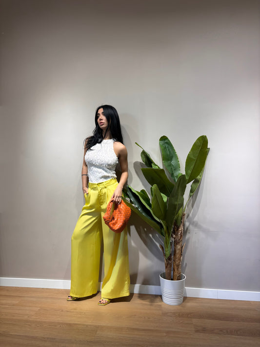 Pantaloni effetto seta (lilla/ giallo sole )