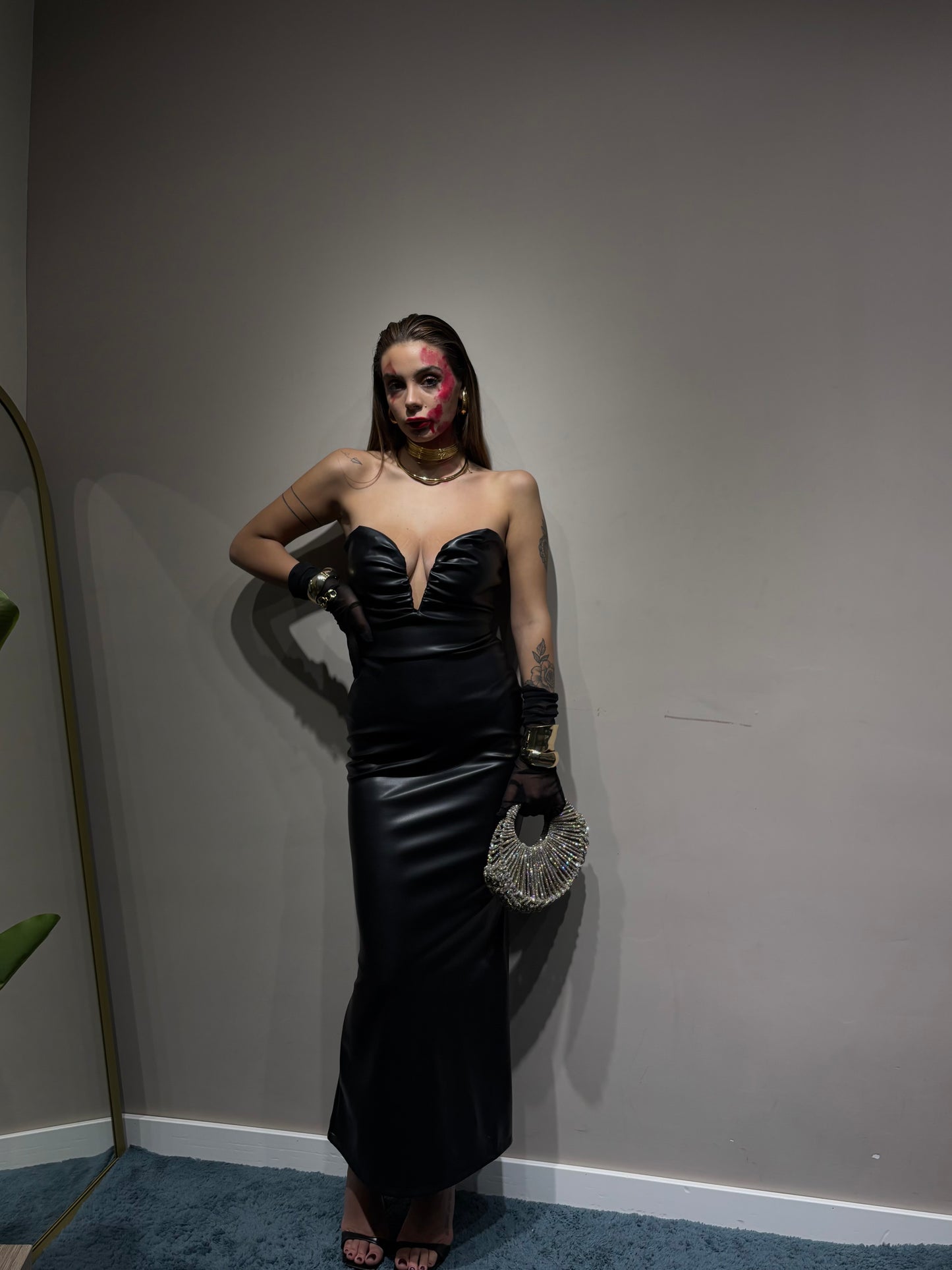 Abito black ecopelle