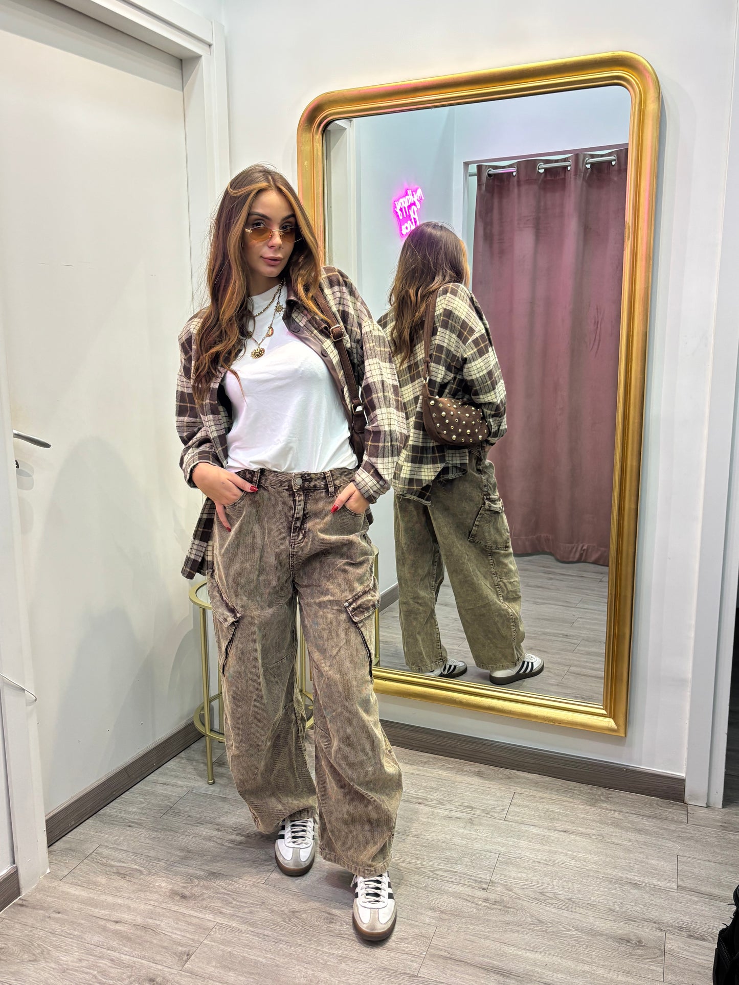 Pantaloni cargo in velluto a coste