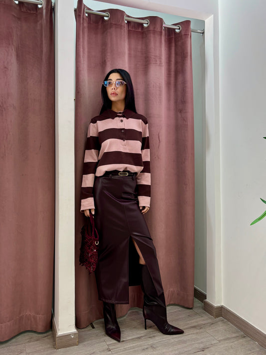 Polo a righe ( burgundi / rosa )