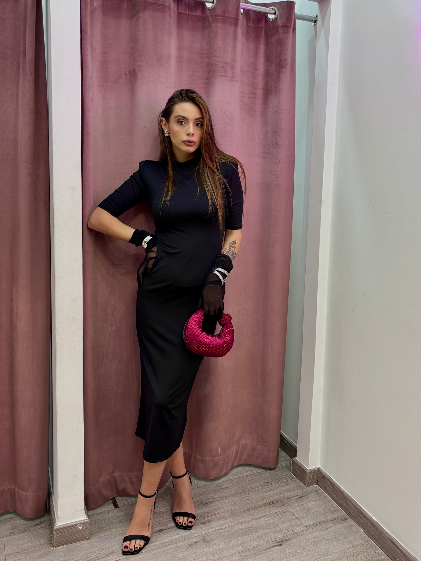 Dress Amira ( nero / burgundi )