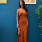 Dress jaqueline ( rosso/ verde olio/ terracotta )