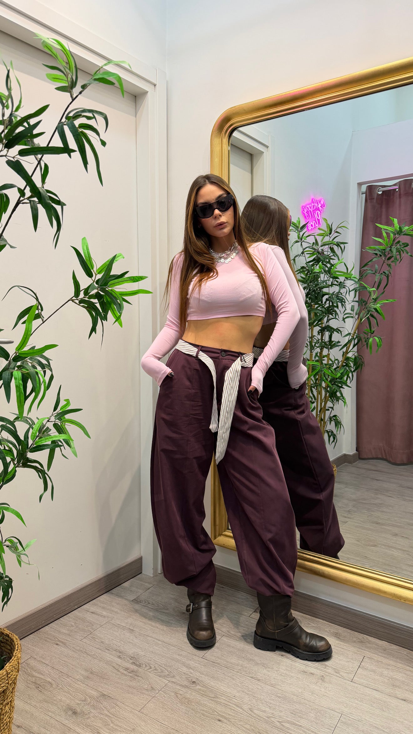 Pantaloni effetto suade just west