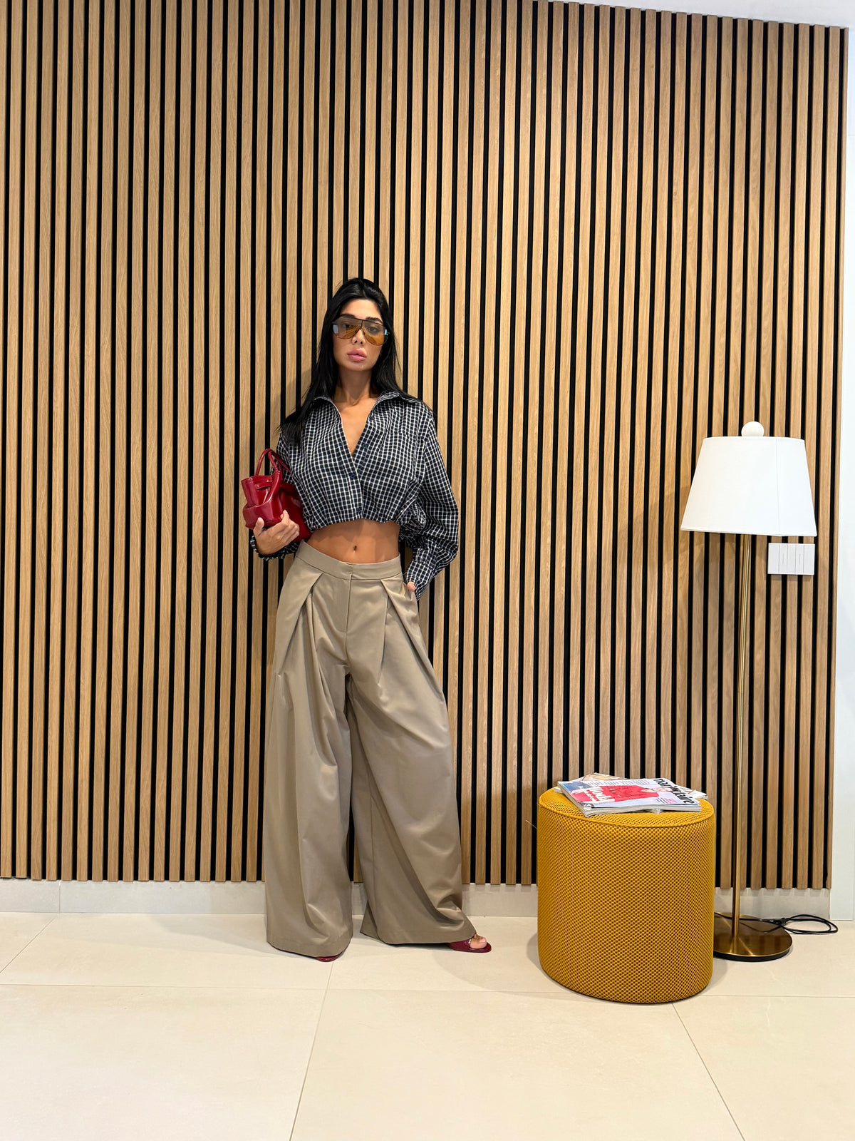 Camicia cropped vichy