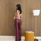 Pantaloni in ecopelle bordeaux
