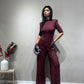 Pantaloni luxury ( nero / bordeaux )