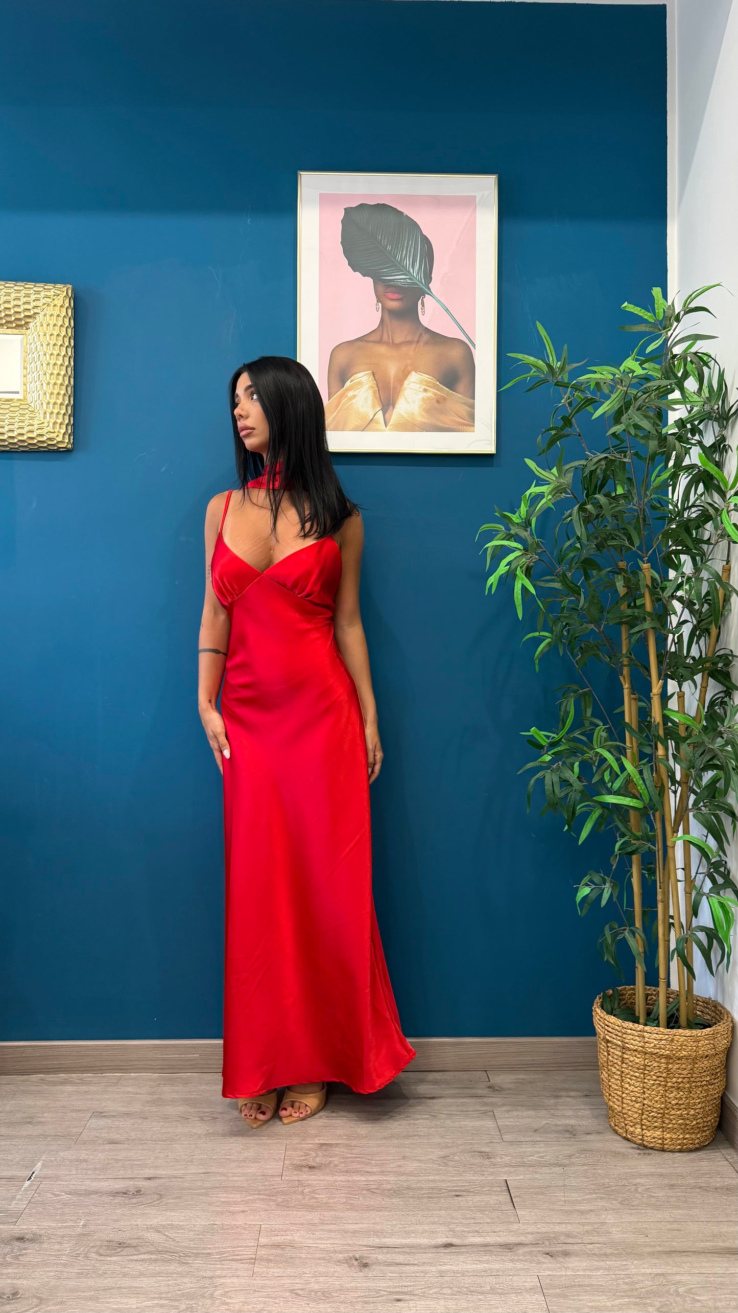 Dress jaqueline ( rosso/ verde olio/ terracotta )