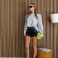 Shorts in ecopelle borchiette silver