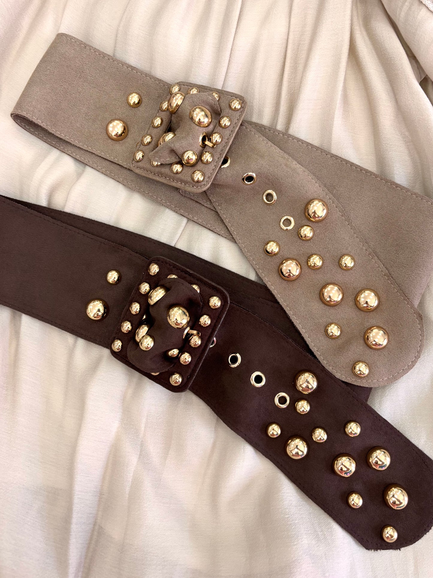 Maxi cintura borchie Gold (sabbia / marrone )