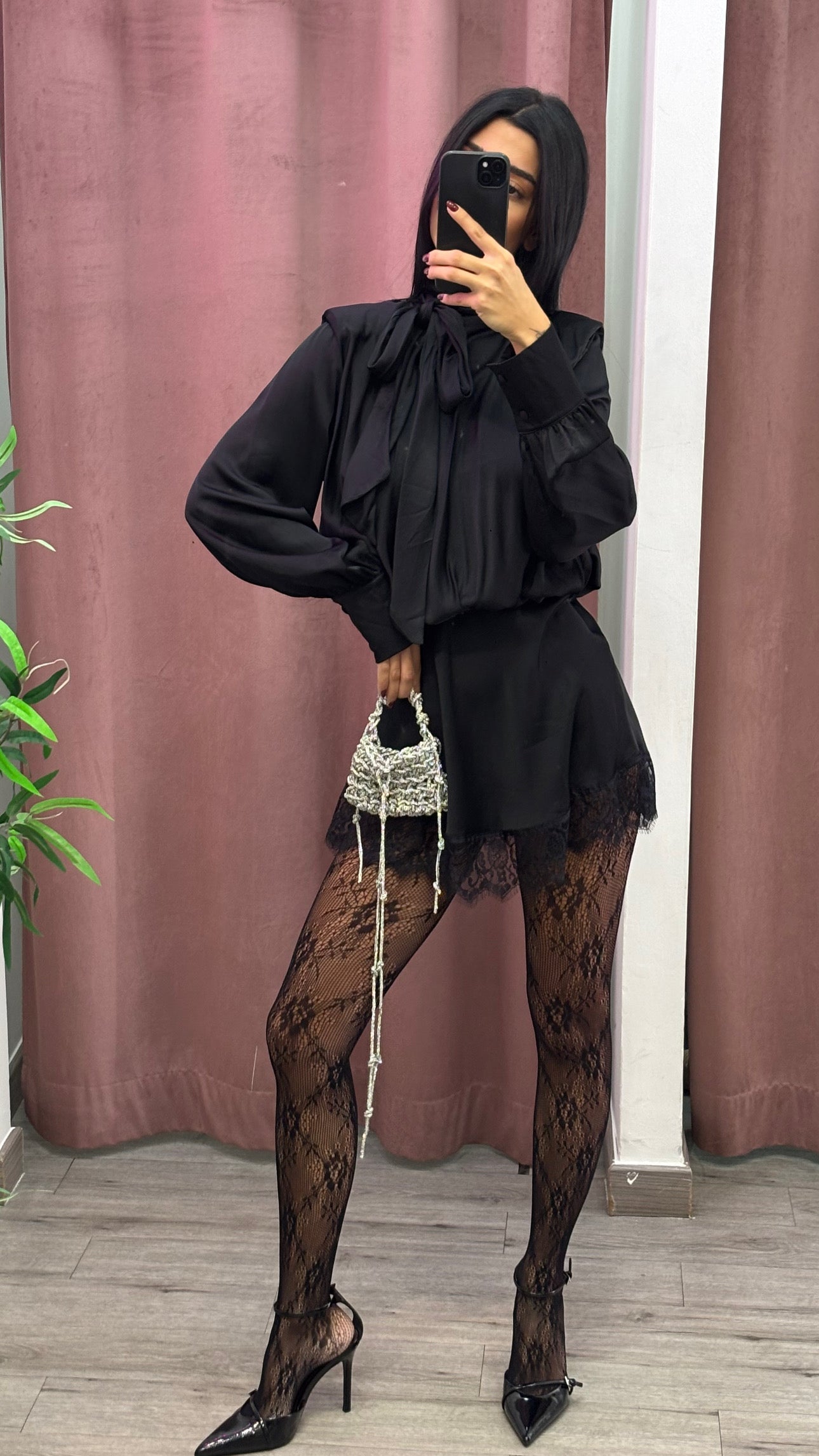 Collant in pizzo nere