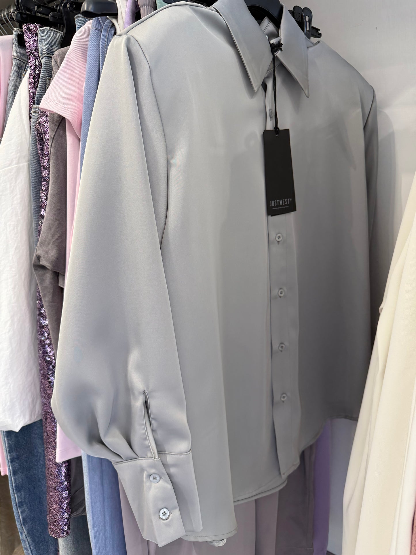 Camicia satin spalle strutturate ( + colori)
