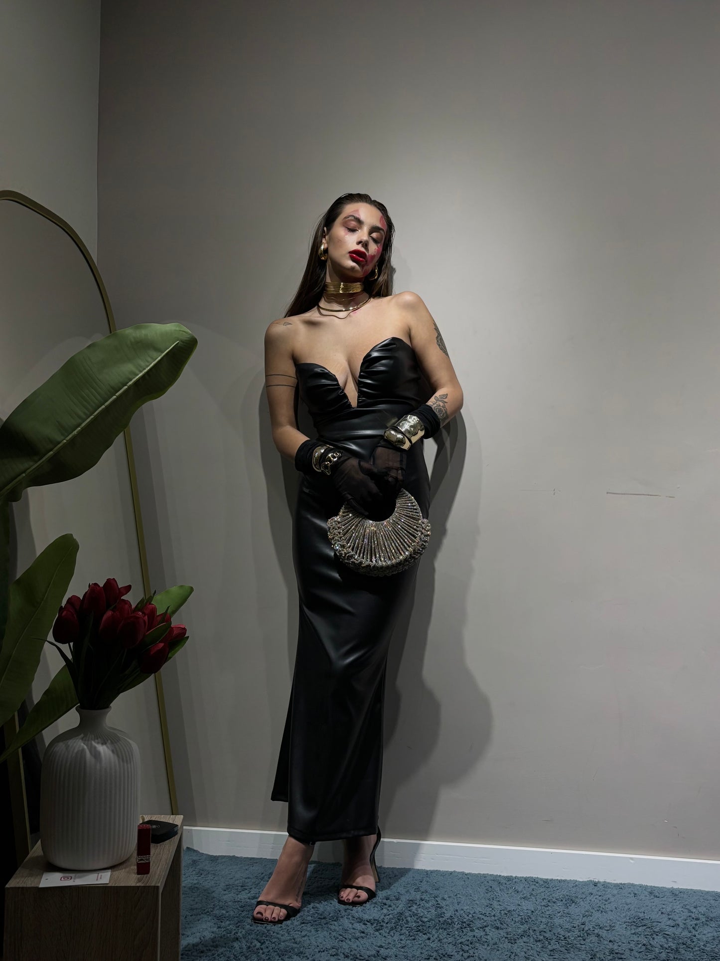 Abito black ecopelle