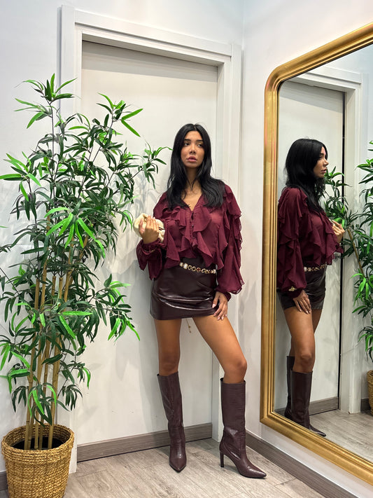 Camicia rouche burgundi