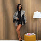 Maxi blazer a quadri con frange by lumina