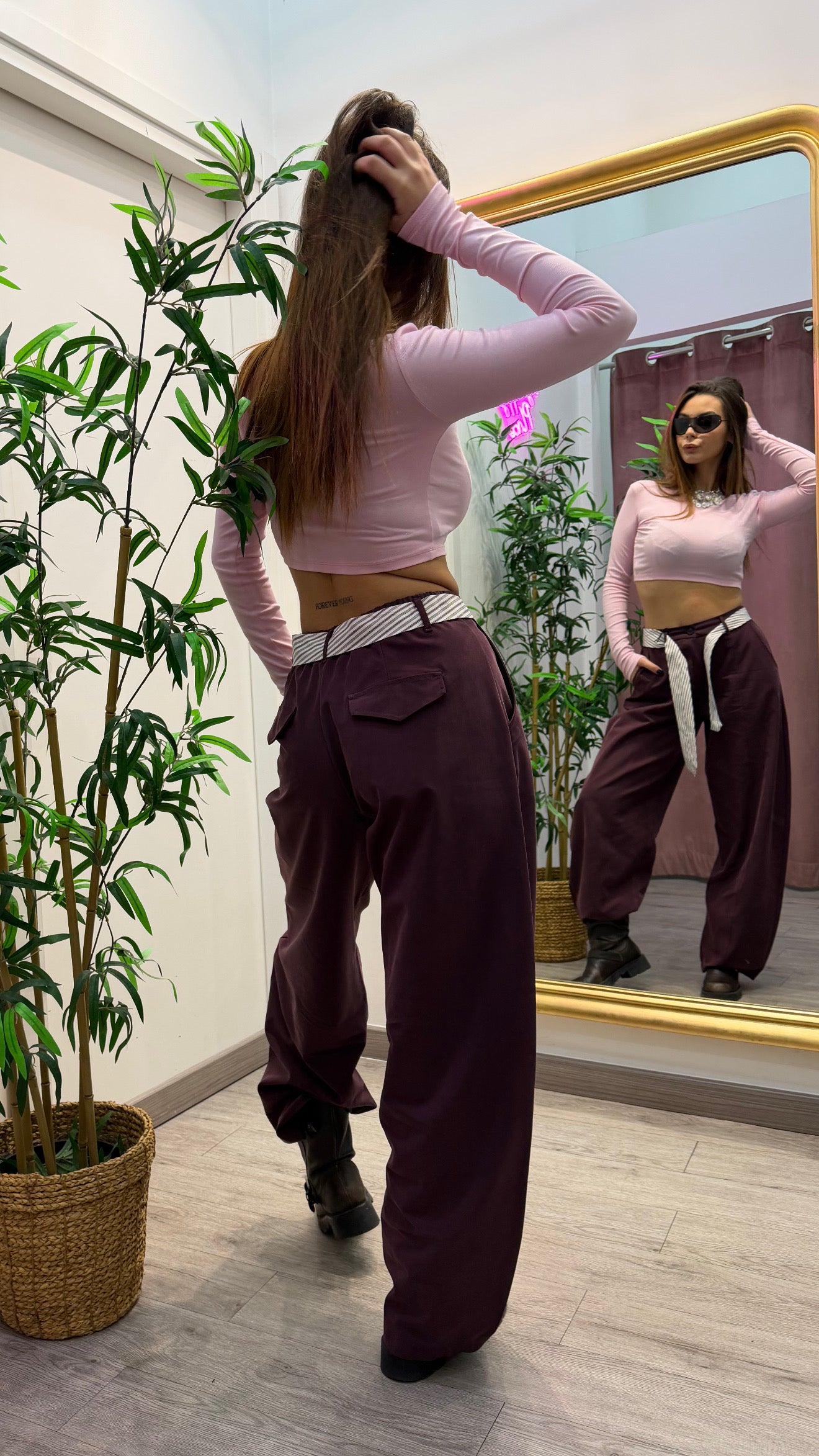 Pantaloni effetto suade just west