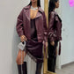 Maxi jacket in ecopelle